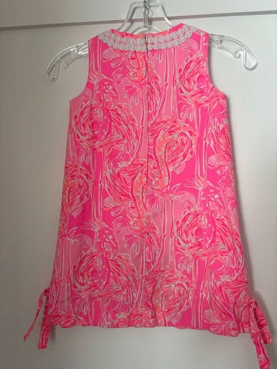 Lilly Pulitzer Girls' Pink Flamingo Print Shift Dress size 6 - Picture 2 of 4